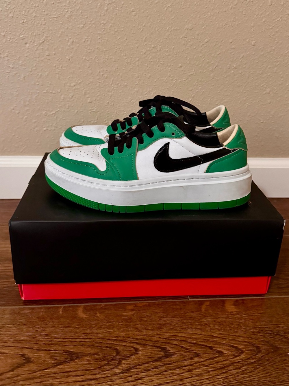 Women’s Nike Green & White Low-Top Jordan Platform Sneakers